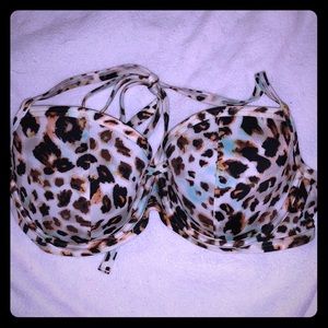 Brown Teal Cheetah underwire VS Swim Bikini 32DD